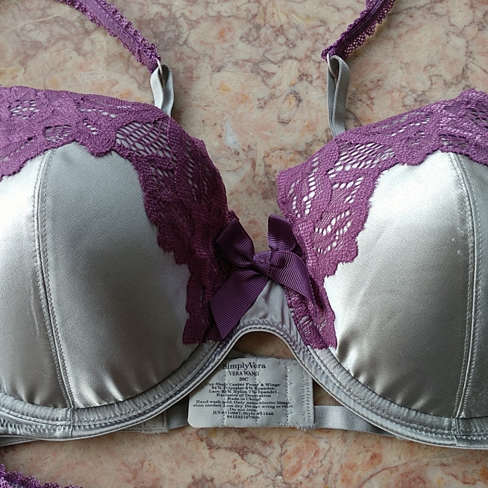 36D VALENTINE VERA WANG SATIN Underwire Bra DESIGNER NWT